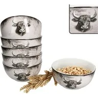 MamboCat Müslischale Toro 6x Müslischale Ø14,2cm 460ml Porzellan 6 Personen Kuh Landhaus, Porzellan