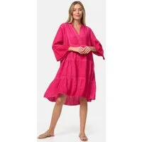 Rayshyne Sommerkleid PM39 (Leichtes Sommer Minikleid aus Musselin mit Rüschen) Musselin, Baumwolle, Rüschen, 3/4 Ärmel, Oversize