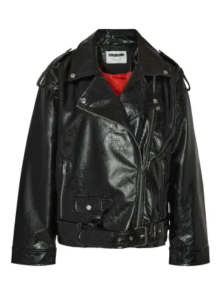 NOISY MAY - NMKANE PAULINA VINYL BIKER JACKET WVN black - Gr. - XL