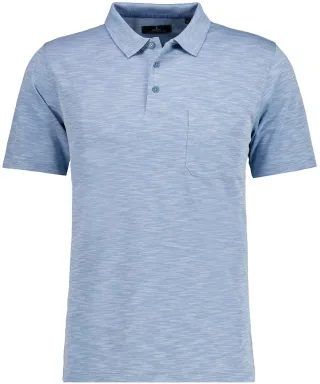 RAGMAN - Softknit-Polo Flammdesign blaugrau - Gr. - L