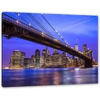 Pixxprint Leinwandbild New York Brooklyn Bridge, New York Brooklyn Bridge (1 St), Leinwandbild fertig bespannt, inkl. Zackenaufhänger