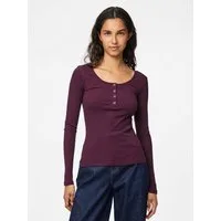 pieces Langarmshirt PCKITTE LS TOP NOOS BC Baumwollmischung, slim fit