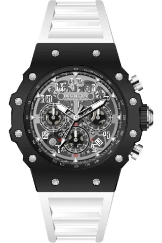 Invicta Racing 69675 Herrenuhr - Quarzwerk - Acryl mit silbernem Zifferblatt - 43 mm