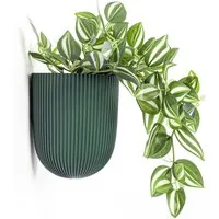 KONZEPT Blumentopf mit dezenter Wandbefestigung Ø 14,6 cm, Hängetopf 2,1 L, Matte, geriffelte Oberfläche, Volumen: 2,1 L