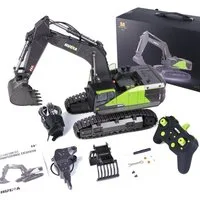 Esun RC-Bagger Ferngesteuerter bagger spielzeug, rc bagger baustellenfahrzeuge kinder (SET, Komplettset), 1:14Metallschaufel ferngesteuert mit 2 Akku und 3 Anbaugeräte
