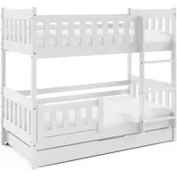 Masseno Etagenbett LUCIA 80x160 cm mit Schublade Kinderbett Massivholz Weiß