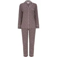 SNOOZE OFF Pyjama Schlafanzug in mauve mit rosa Herzen (2 tlg., 1 Stück) und Kontrastpaspeldetails