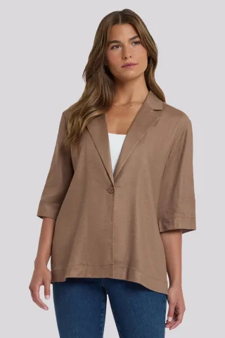 Blazer mit 3/4-Ärmeln aus Stretch-Leinen
