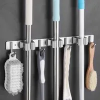FELIXLEO Wandhaken Edelstahl Besenhalter, Besenhalterung Wand mit 3 Schlitze und 4 Haken, (1-St)
