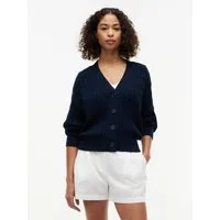 Tommy Hilfiger Strickjacke MID GG CABLE V-NK LS CARDI Baumwolle, mit Zopfstrickmuster