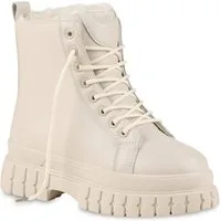 VAN HILL 837922 Plateaustiefelette Damen Stiefeletten Leah Trendy Plateau Boots mit Blockabsatz