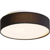 Qazqa Deckenleuchte Flat drum, Dimmbar, LED fest integriert, Extra-Warmweiß, QAZQA Deckenleuchte, integrated, Schwarz, Metall, Modern