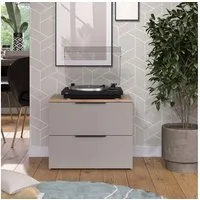 Vicco Kommode Wido, Greige/Sonoma, 60 x 50 cm mit 2 Schubladen (1 St)