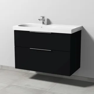 Sanipa 3way Waschtischunterbau zu Geberit Acanto Waschtisch mit 2 Auszügen, Schwarz-Matt UF41908
