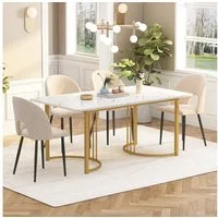 BlingBin Esstisch moderner Küchentisch für Esszimmer Wohnzimmer (1-St., 140 x 80cm), Gestell aus Metall, Marmormuster Küchentisch