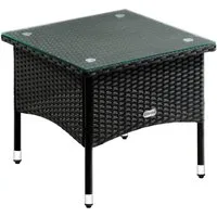 Casaria Beistelltisch, Polyrattan 50x50x45cm Höhenverstellbar 5mm Glasplatte Wetterfest