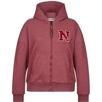 naketano Sweatjacke Oversize Damen mit Kapuze, melierte Sweatware, Reißverschluss, weich kuschelig, Kunstleder-Logo, casual, Streetwear, weich, Langarm