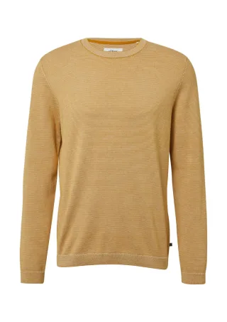 s.Oliver Red Label - Strick-Pullover mit Crew Neck gelb/weiß - Gr. - XL