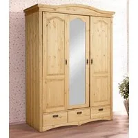 OTTO home Schiebetürenschrank Konrad, Landhausstil, rustikal, mit Schubladen + Spiegel, Kassetten (B/H/T ca. 153 cm x 207 cm x 64 cm) massive Kiefer, FSC®-zertifiziert, Messinggriffe