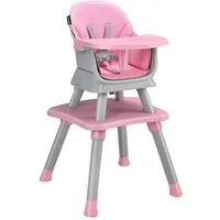 COSTWAY Hochstuhl, 6in1 Kombihochstuhl, Babystuhl, mit Sicherheitsgurt