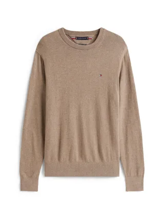 Tommy Hilfiger - Monogram Rundhals-Pullover aus Baumwoll-Kaschmirmix braun - Gr. - XL
