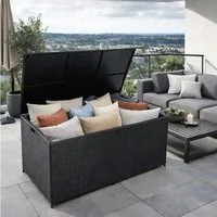 ESTEXO Auflagenbox Poly Rattan 870 Liter XXL Kissenbox Box Aufbewahrungsbox Schwarz