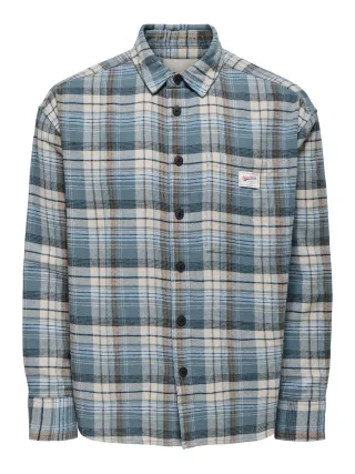 ONLY&SONS - ONSJACK LS FLANNEL SHIRT Glacier Lake - Gr. - XXL