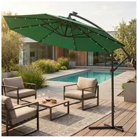 Swing&Harmonie Sonnenschirm mit LED Beleuchtung Luxus Ampelschirm 300 / 350cm, Garten Schirm inkl. Abdeckhaube