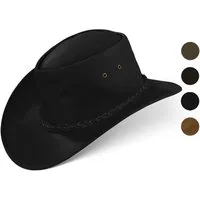 BLACK FOREST FOX Cowboyhut MELBOURNE Unisex Cowboy Western Wickel Rindsleder Hut Black Größe L