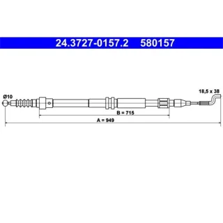 ATE Handbremsseil hinten L?nge 949 VW Transporter T4 + Syncro