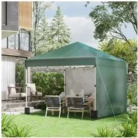 Outsunny Faltpavillon ca.3x3m, wasserabweisend, mit 2 Seitenwänden, UV Schutz 30+, mit 2 Seitenteilen, (Pop-up Pavillon, Partyzelt), mit Tasche, für Camping, Garten, Grün