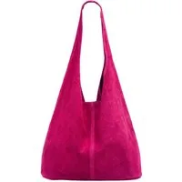 Caspar Schultertasche große Damen Wildleder Tasche Hobo Bag - CLASSIC LINE - Modell No.767, angenehm leicht, ohne Innenfutter, mit Sicherheitsfach, 100% Echtleder