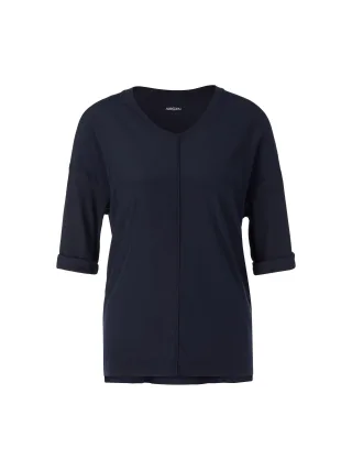 Marc Cain Essentials - Blusenshirt aus Material-Mix midnight blue - Gr. - 42