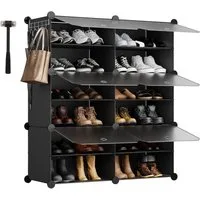 Sekey Schuhregal Schuhregal Schuhschrank Schuh-Organizer Stecksystem DIY-Regal, 1-tlg 24 Paar Schuhe Kunststoff mit Schwarz 6 Tür