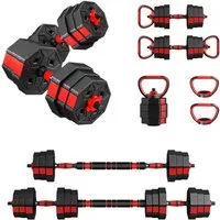 ToteBox Hantel-Set Verstellbar 6 in1 Kettlebell Hanteln Set mit Verbindungsstahlrohr