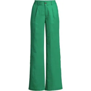 Leinenhose High Waist mit weitem Bein, Damen,  Grün, Leinen, by Lands' End