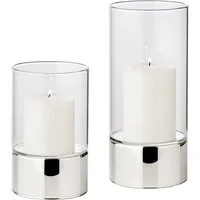EDZARD Windlicht Granada, 2er-Set, Silber-Optik, H 15/20 cm