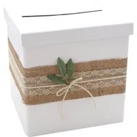 ZauberDeko Geschenkbox Briefbox Kartenbox Rustikal Hochzeit Vintage Jute Spitze Kraft Natur