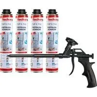 Metall-Schaumpistole PUPM 4 BLACK, Aktionspaket, Sprühpistole schwarz, inkl. 4x Pistolenschaum PUP S 750 B2