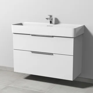 Sanipa 3way Waschtischunterbau zu Laufen VAL Waschtisch mit 2 Auszügen, Weiß-Soft UM82443