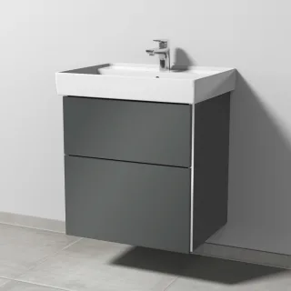 Sanipa 3way Waschtischunterbau zu Villeroy & Boch Collaro Waschtisch mit 2 Auszügen, Anthrazit-Glanz BS83479