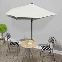 furnicato Sonnenschirm Balkon-mit Alu-Mast Sandfarben 270x144 cm Halbrund, UV-beständiger Gartenschirm mit Kurbelsystem und integrierter Lüftung