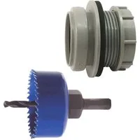 tecuro Ablaufrohr Kombi-Set Anschraub-Muffe DN 40, KS-grau, inkl. Kreisschneider Ø 59 mm