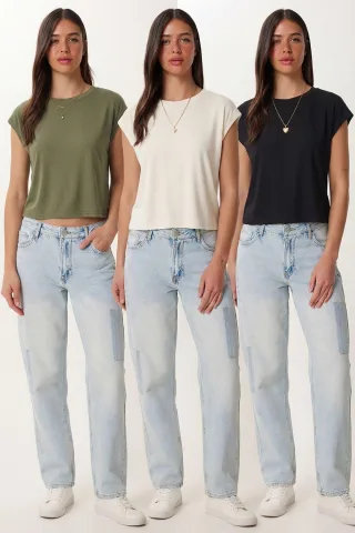 Damen Rundhals Kurzarm T-Shirt