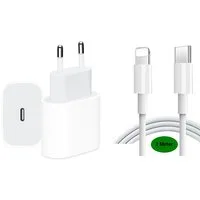 Ventarent 20W USB-C Ladeset für Apple iPhone iPad mit Lightning Kabel USB-Ladegerät (3000 mA, Set, 2-tlg., 20W USB-C Netzadapter + 2m USB-C auf Lightning Kabel für Apple Geräte, Ladegerät für Apple iPhone, Ladegerät für Apple iPad)