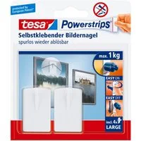 tesa Klebehaken Powerstrips Klebenagel, Dekoration, Bilder, Leinwände, Lichterketten, Girlanden, (Packung, 1-St., Bildernagel, Posterstrips), Stripes selbstklebend - Bilderhaken - kleben statt bohren