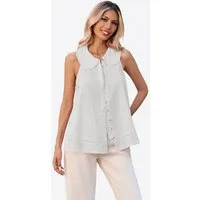 Imily Bela Blusentop Damen ärmellose Bluse mit Knopfleiste (Packung, 1-tlg., 1per-Pack) Puppenkragen