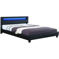 HTI-Line Bett Bett Luis 140 (Stück, 1-tlg., 1x Bett Luis 140 mit Rollrost, ohne Matratze und Dekoration), Doppelbett LED Bettgestell Leder Lattenrost