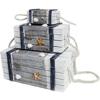 Yudu Kiste 3 TLG. Holztruhen Set Dekokoffer Regalboxen Kisten Maritim