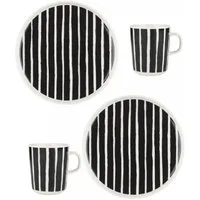Marimekko Geschirr-Set Geschirr-Set Oiva Unikko Piccolo White Black (4-teilig)